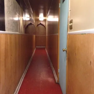 Old furniture and a scaryish corridor to the restrooms in the back - door in the women's' didn't lock all that well