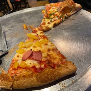 Slice of Hawaiian and a slice of tomato basil