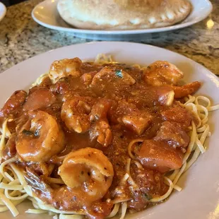 Stromboli and Shrimp Fra Diavolo