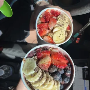 Top: Peanut Butter Protein Açaí Bowl Bottom: Chocolate Coconut Açaí Bowl