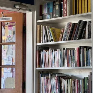 a bookshelf full of books