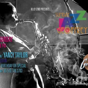 Sunday Jazz each weekend, the best way to unwind over the weekend.