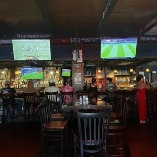 the bar and televisions