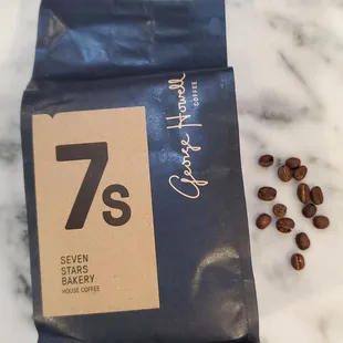 a bag of 7s coffee beans