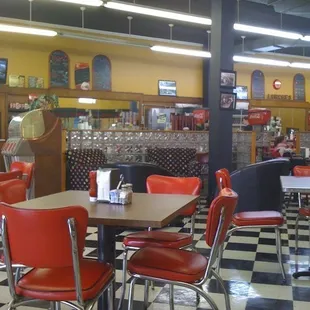 the interior of a diner