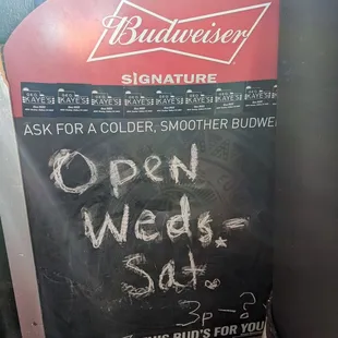 a sign for budwei&apos;s