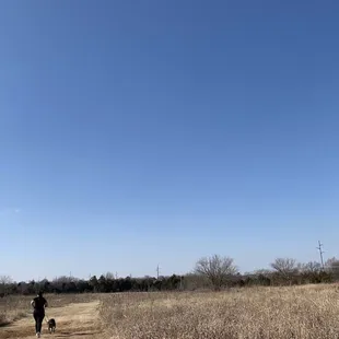 Running with my dog on one of the more open trails.