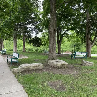 Park benches next to event room