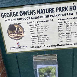 Park hours and info