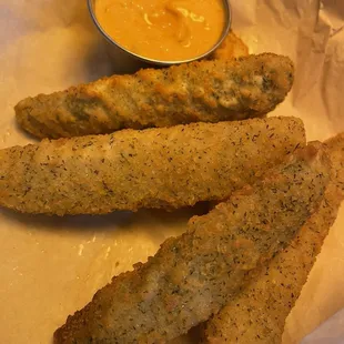 Fried pickles with special sauce