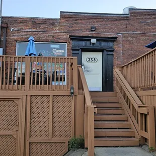 the entrance to the restaurant