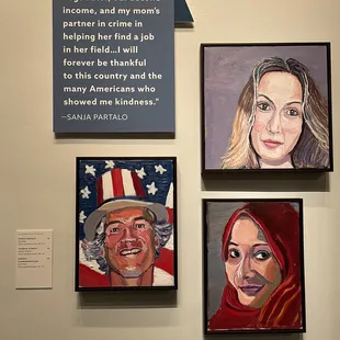 President George W. Bush's portrait paintings of immigrants. Former CA Governor Arnold is on the bottom left.