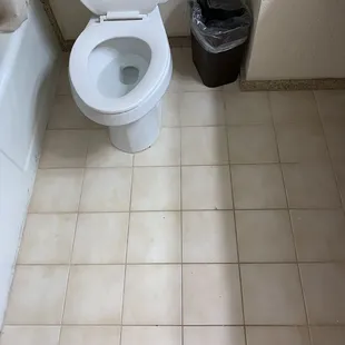 Hair and dirt on the bathroom floor