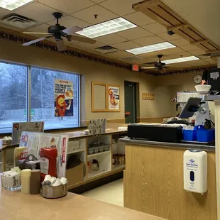 the inside of a restaurant