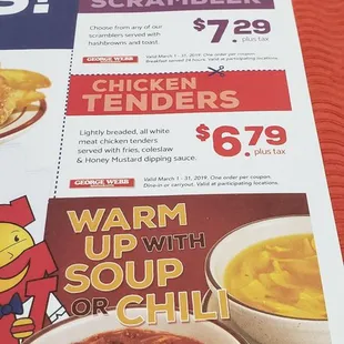 Coupons on the table.