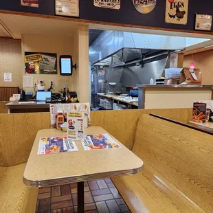 a table with a menu on it