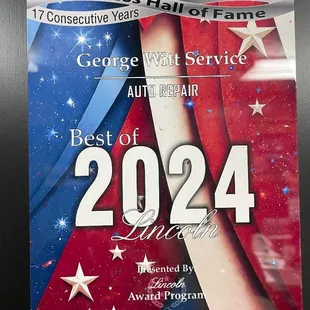 Best of Lincoln 17 consecutive years. Honda and Toyota mechanics you can trust.