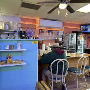 a man sitting at the counter