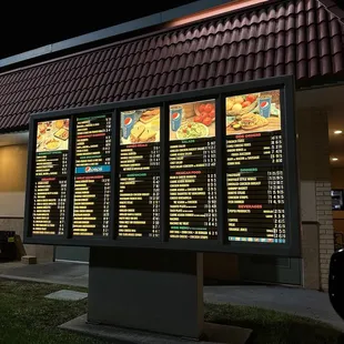 Drive thru menu