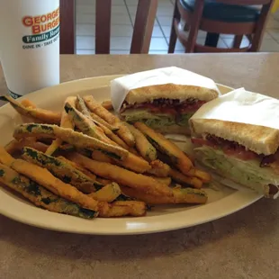 BLT &amp; side of fried zucchini sticks.
