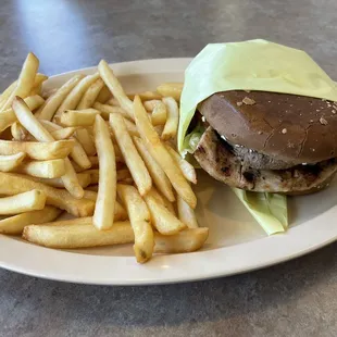a burger and french fries