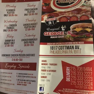 Okay so it&apos;s 2 places in one. Villagio pizza one side of menu and George other side?