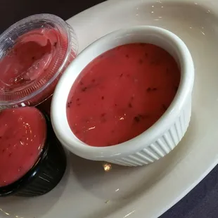 Raspberry vinaigrette was super. The waitress brought me the extra and one to take home since the portion was big.