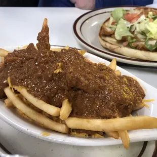 Chili cheese fries, I ordered them with shredded cheese rather than cheese ooze (pro move). These were great, their chili is top notch.