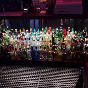 a display of liquor bottles