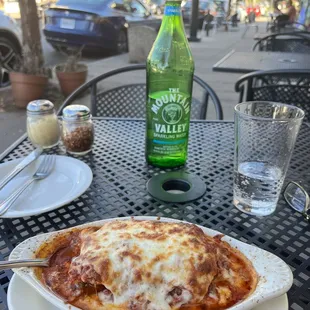 Meat Lasagna with a sparkling water !