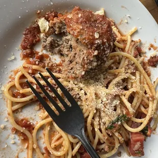 Pasta with Meatball and Meat Sauce