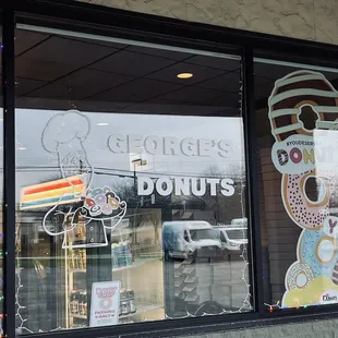 a donut shop window