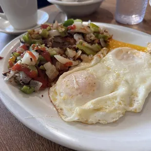 Home fries and eggs.