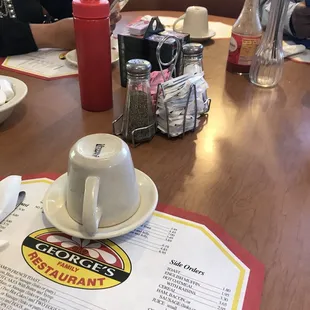 Breakfast specials on place mat