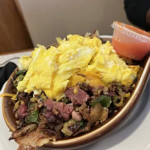 Mexican Skillet with corn beef bits added (extra $5)