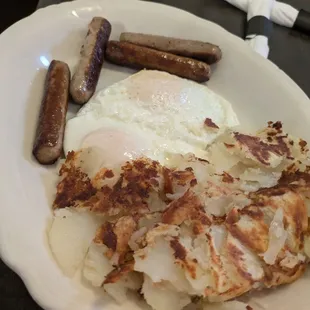 Two eggs with sausage