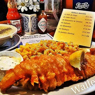 a plate of fish and chips
