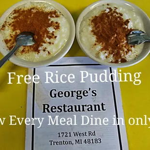two bowls of rice pudding