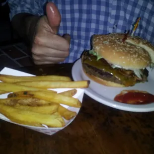 Burger and fries at George&apos;s