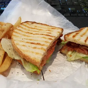 BLT sandwich and fries