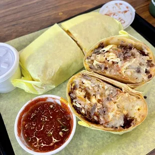 Carne asada breakfast burrito