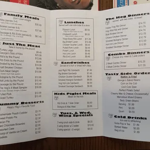 Menu as of July 2024