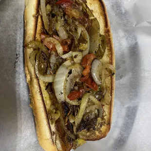 Italian sausage with onions and peppers