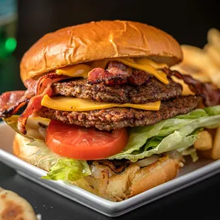 a burger and fries