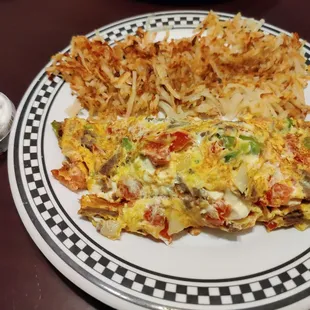 Greek omelette w/ Gyro meat and home fries