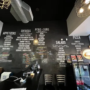 the menu on the wall