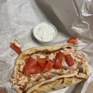 Chicken gyro (I got no onions) well cooked but expensive