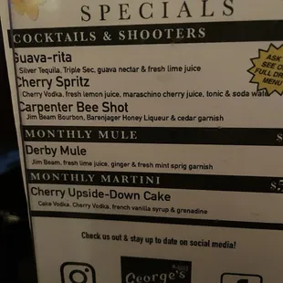 Drink specials