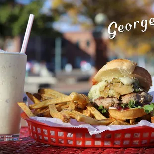 November Burger of the Month - All-Turkey Burger, Homemade Stuffing, Gravy &amp; Cranberry Sauce on Toasted Homestyle white bread!