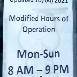 Modified hours